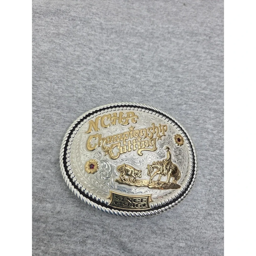Gist Sterling Silver Overlay NCHA Cutting Horse Rodeo Trophy Belt Buckle NWT